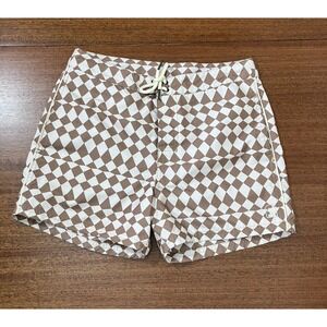Dandy Del Mar Swim Trunks Size 28 Brown White Geometric Diamond Board Shorts